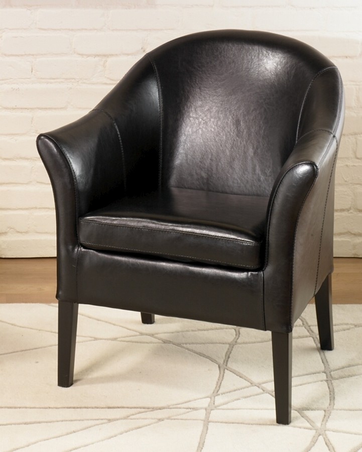 Armen Living 1404 Black Leather Club Chair ALLCMC001CLBL at