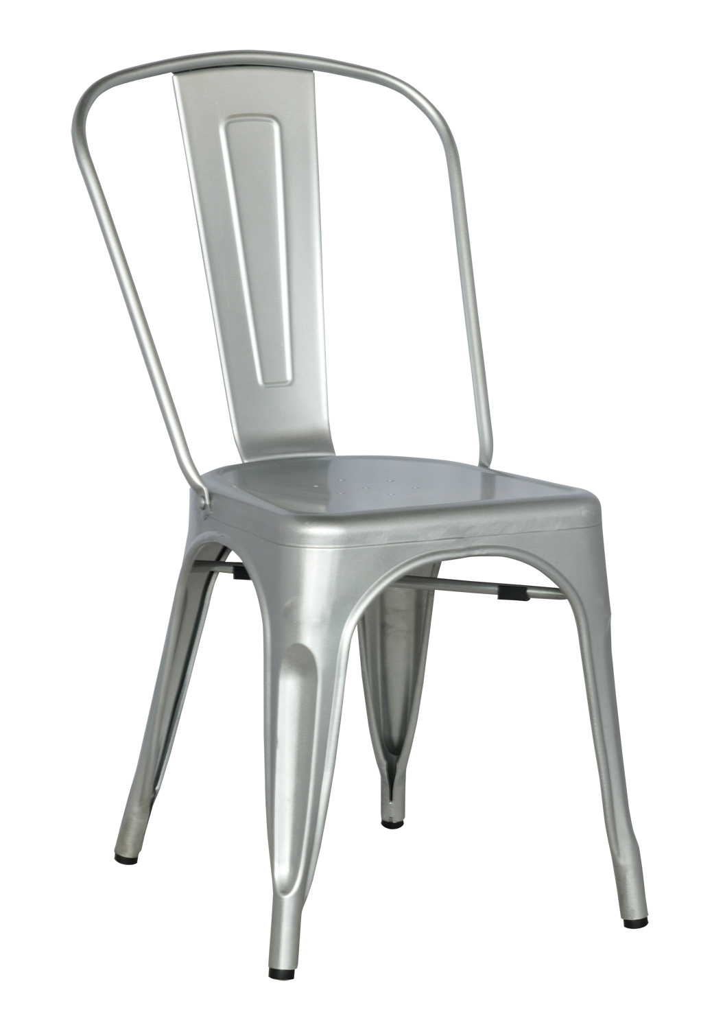 Chintaly Imports 8022 Galvanized Steel Side Chair Shiny Silver CI