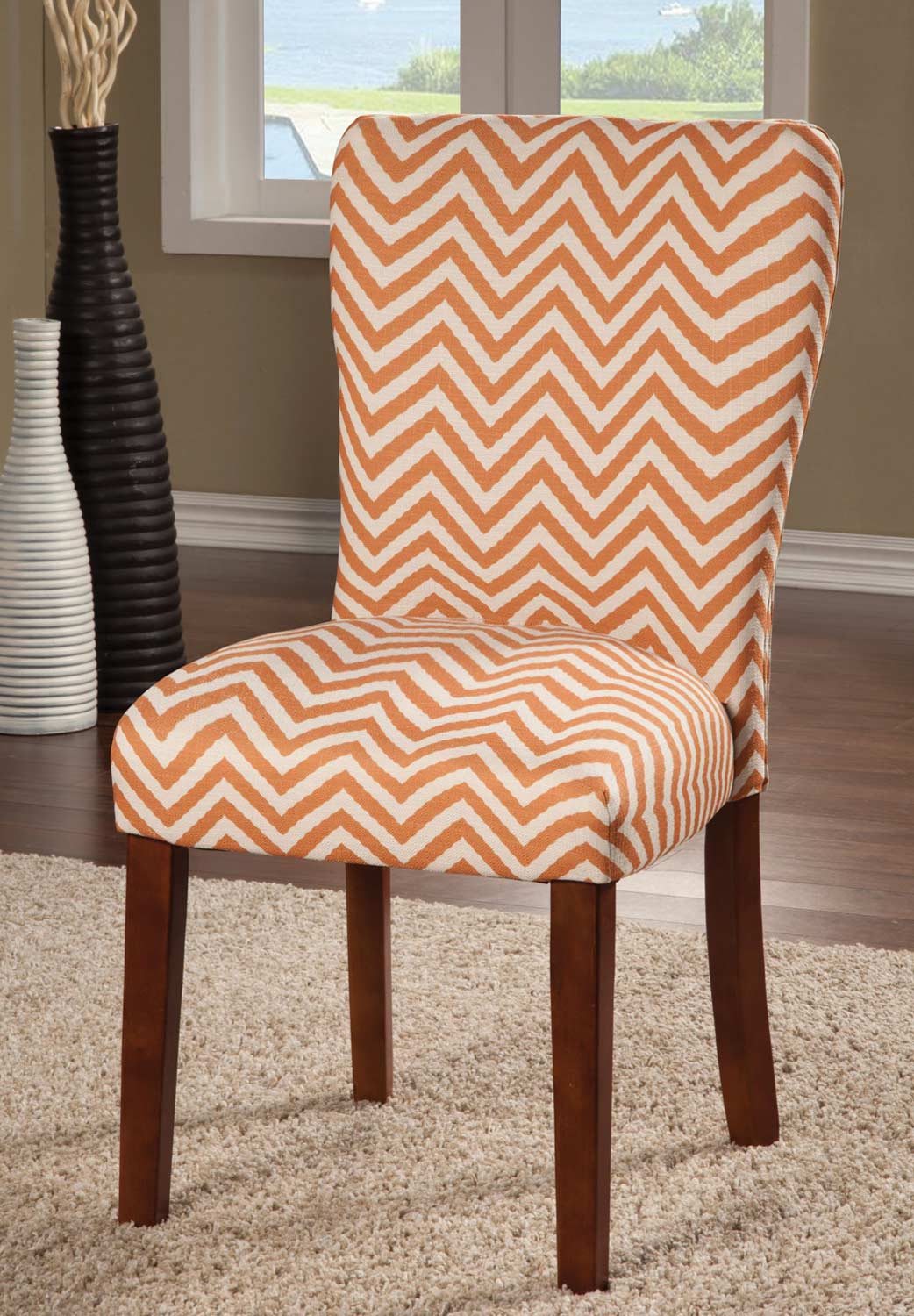 Coaster Parson Side Chair Orange Chevron 104046 at