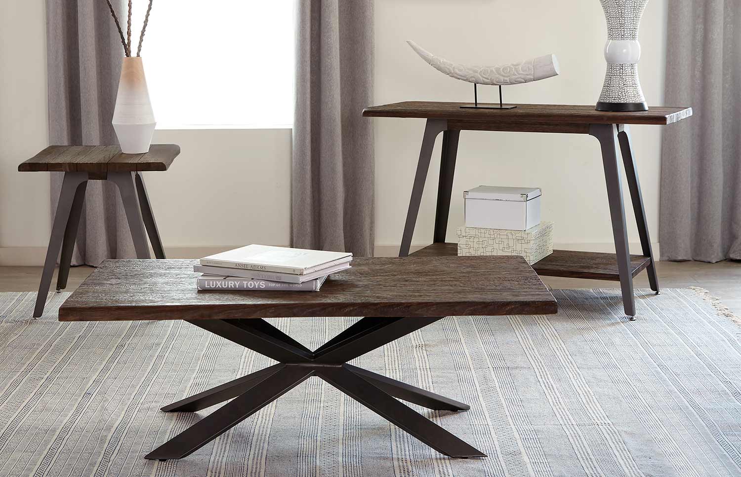 Coaster Emmett Coffee Table Set Brown/Espresso 705817TableSet at