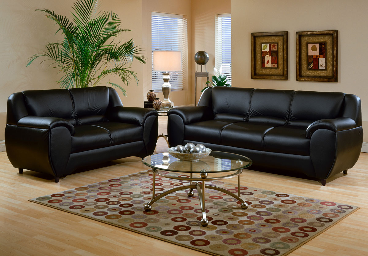 Chelsea 0660 Black Vinyl Sofa Set 0660BKVSofaSet at