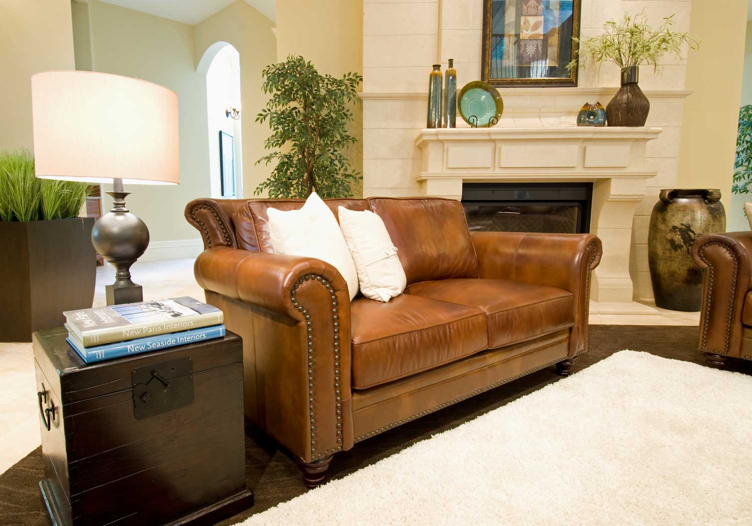 ELEMENTS Fine Home Furnishings Paladia Top Grain Leather Loveseat