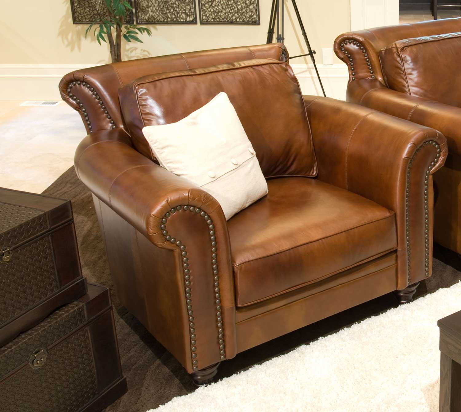 ELEMENTS Fine Home Furnishings Paladia Top Grain Leather Accent Chair