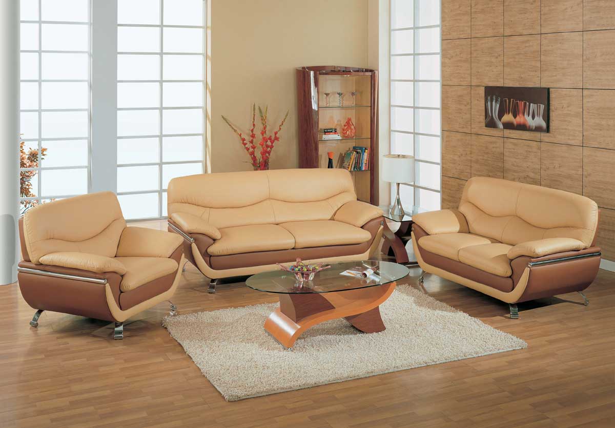 Global Furniture USA GF2106 Living Room Collection Tan/Brown Leather Match GF2106Set at