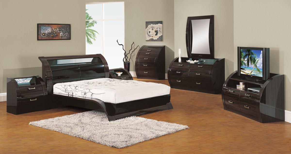 Global Furniture USA Madison Platform Bedroom Set Black/Zebrano GF