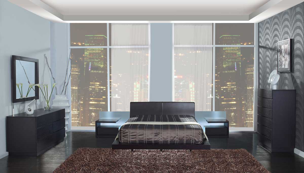 Global Furniture USA Miami Platform Bedroom Set Wenge GFMIAMIBED