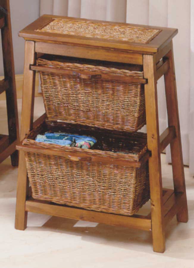 Hillsdale Triangle Seagrass with Wicker 2basket Stand Walnut HD