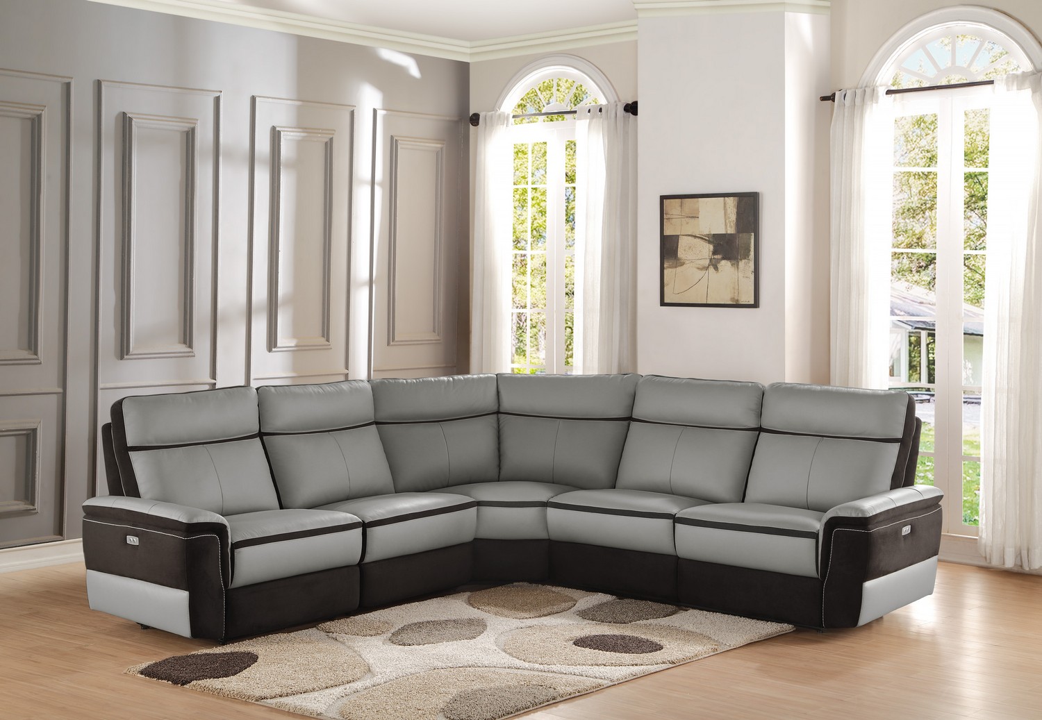 Homelegance Laertes Power Reclining Sectional Sofa Set Top Grain