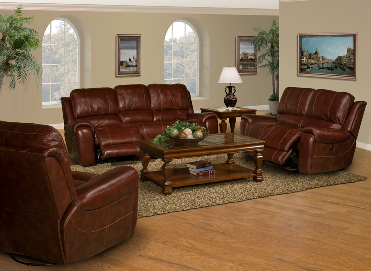 Parker House Titan Dual Reclining Power Sofa Dark Burgundy Parker