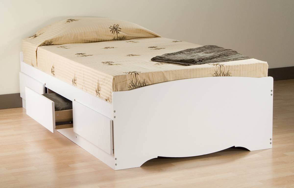 Prepac White Platform Storage Bed WBXBed at