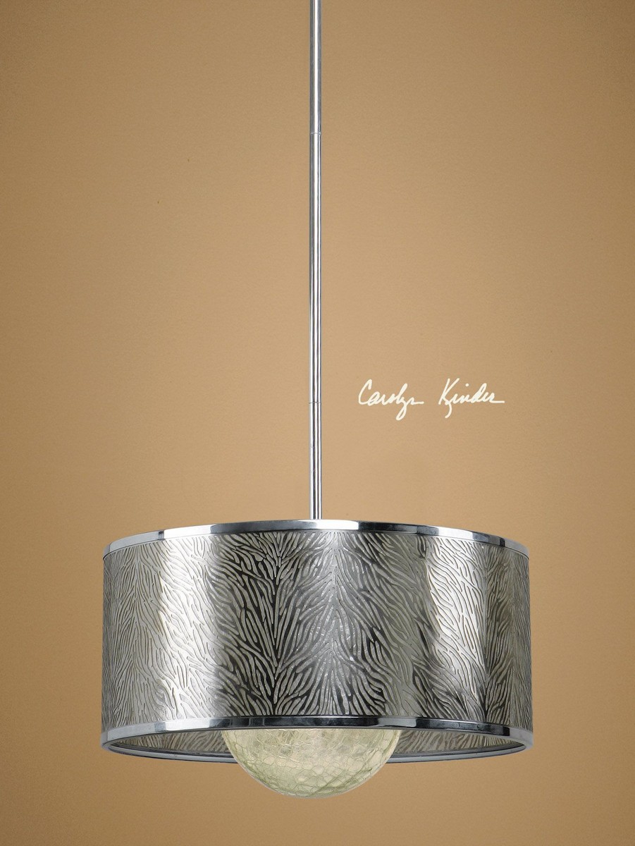 Uttermost Kenza 1 Light Silver Drum Pendant UTTERMOST21953 at