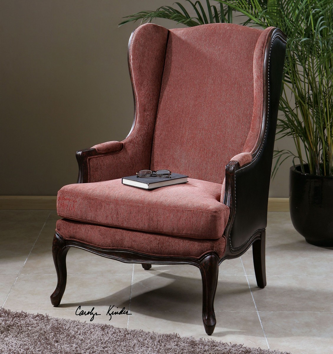 Uttermost Skipton Leather Wing Chair UTTERMOST23153 at