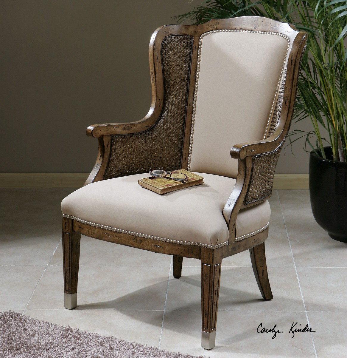 Uttermost Nessa High Back Wing Chair UTTERMOST23157 at