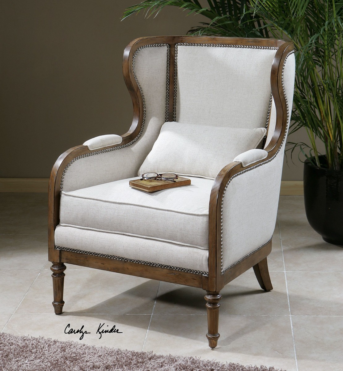 Uttermost Neylan Linen Wing Chair UTTERMOST23159 at
