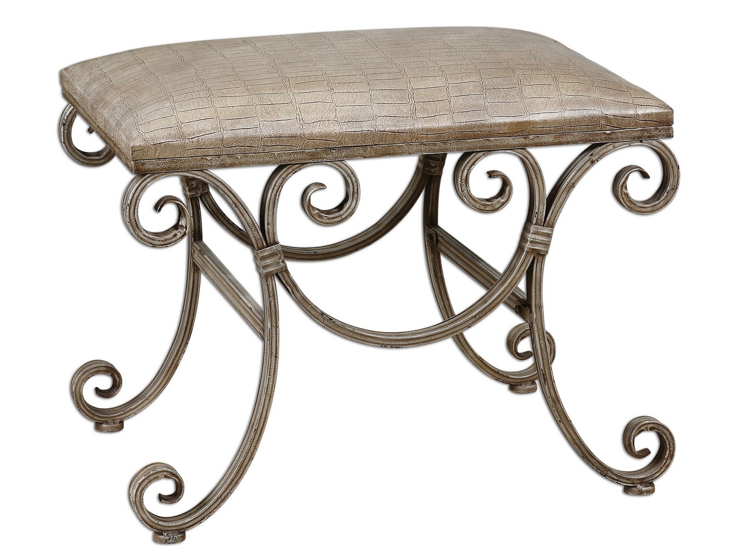 Uttermost Leontina Metal Frame Small Bench UTTERMOST24239 at