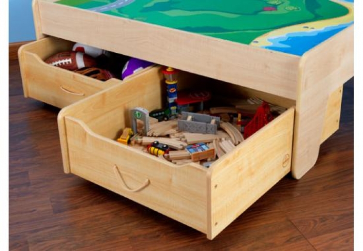 KidKraft Train Table with 2 Trundle Drawers Natural 1785117751 at