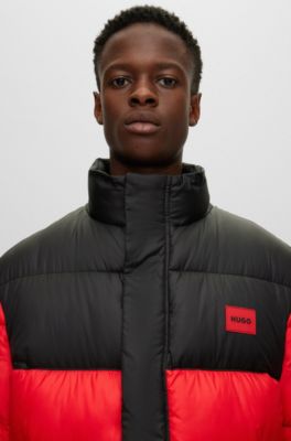 HUGO Waterrepellent puffer jacket with red logo badge