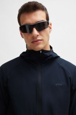 BOSS Slimfit jacket in waterrepellent fabric with logo