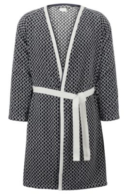BOSS Monogram dressing gown in cotton jacquard