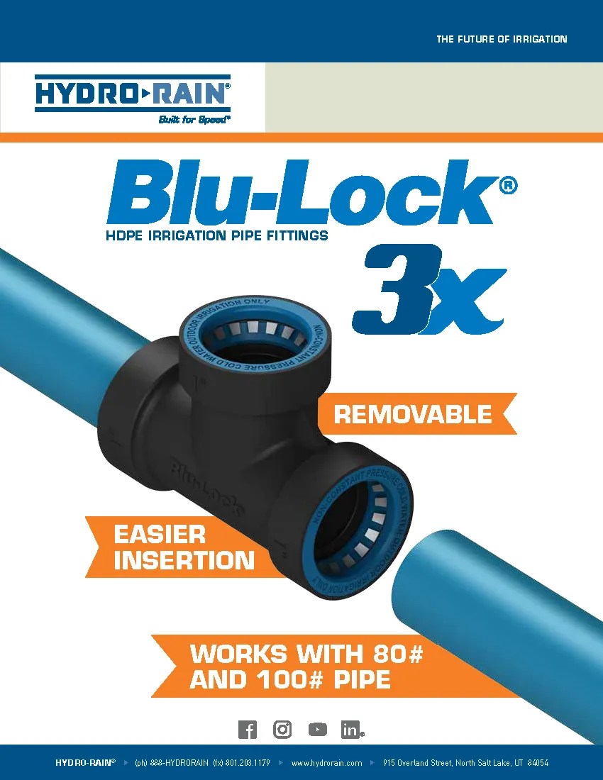 3/4Inch HDPE 100 PSI SIDR 15 BluLock NonPotable Pipe HydroRain