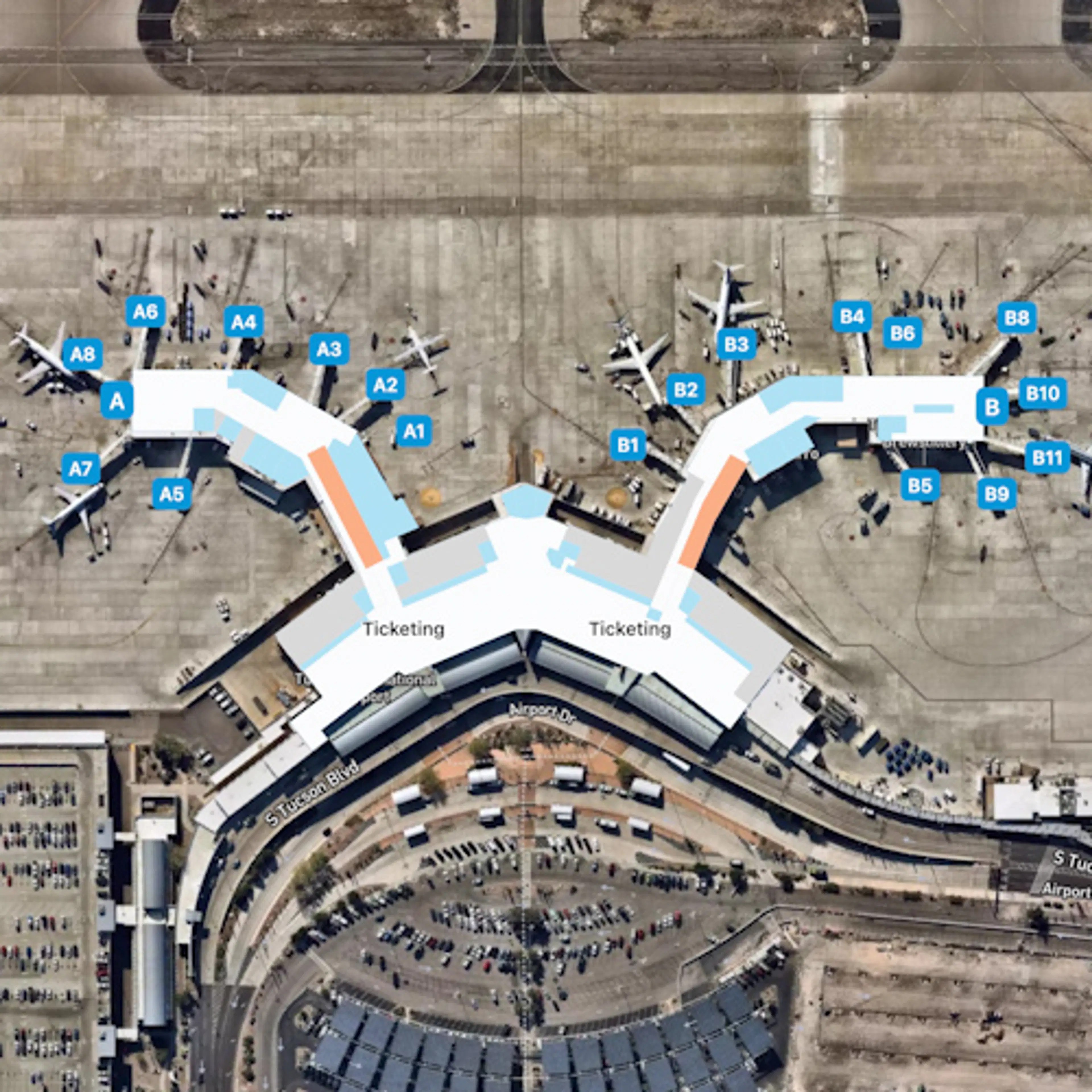 Tucson Airport Map Guide to TUS's Terminals