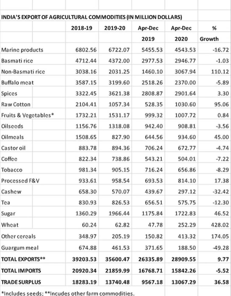 Farm exports defy overall trend in 2020, see 9.8 per cent growth