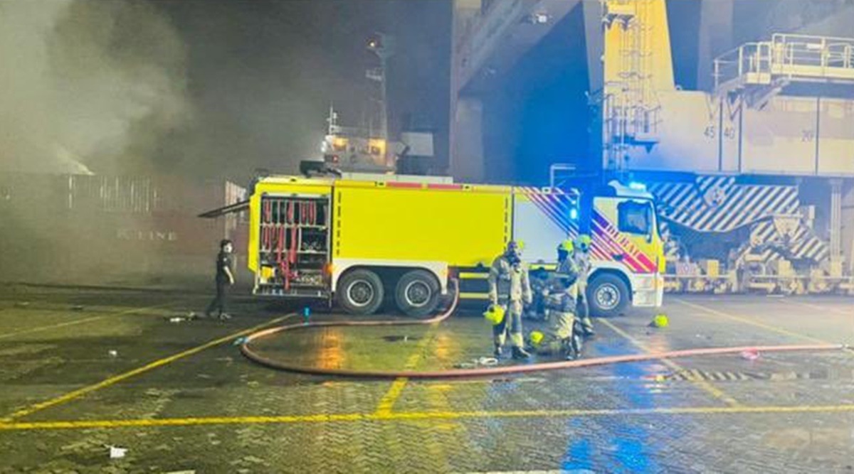 Fiery explosion erupts on ship at major global port in Dubai World