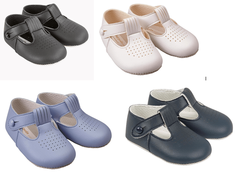 Baby shoes boys pram BAYPODS christening traditional T Bar EARLY DAYS