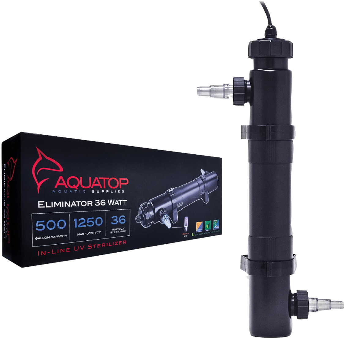 Aquatop Aquatic SuppliesInline Uv Aquarium Sterilizer Blk 36 Watt