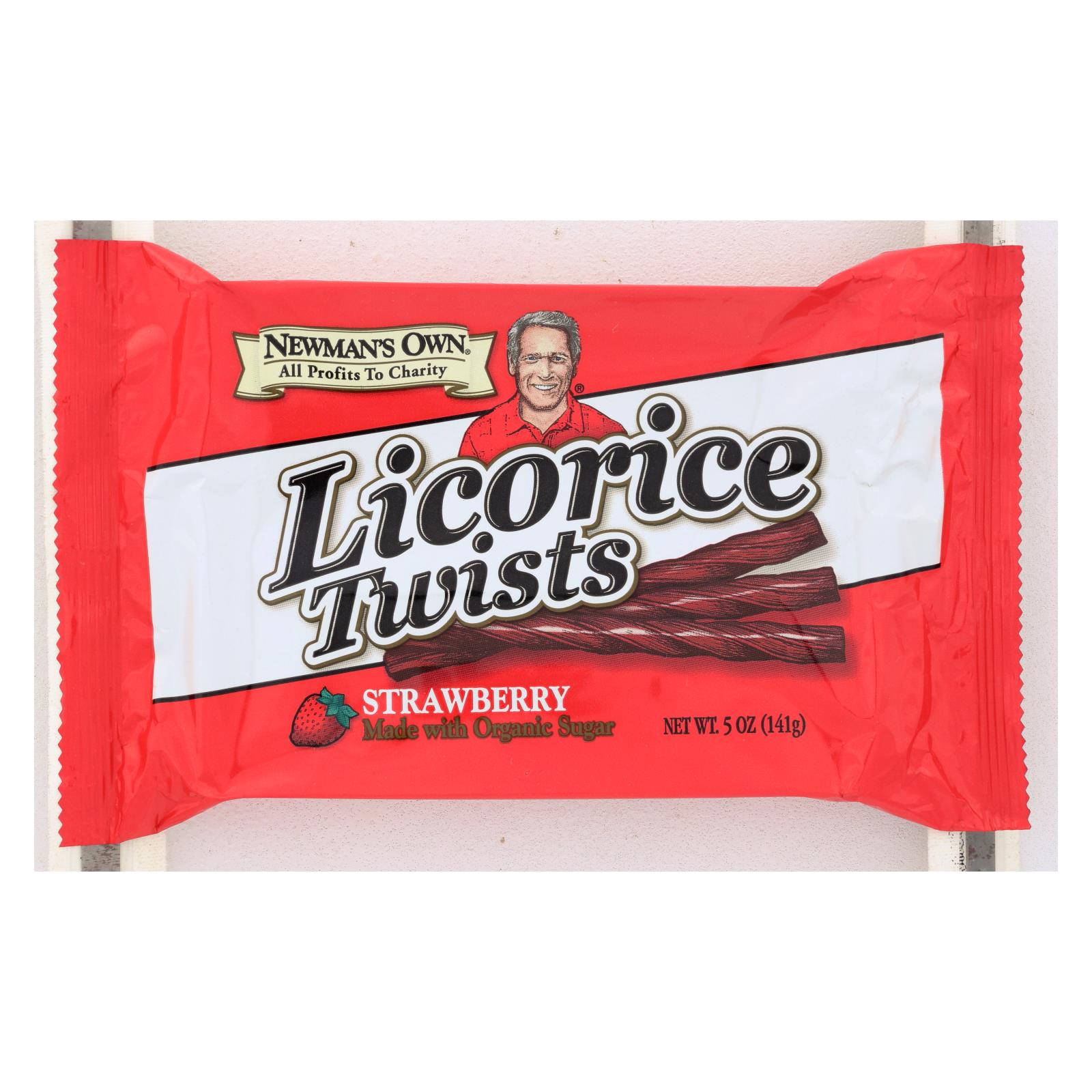 Newman's Own Organics Sour Licorice Twists Strawberry Case Of 15