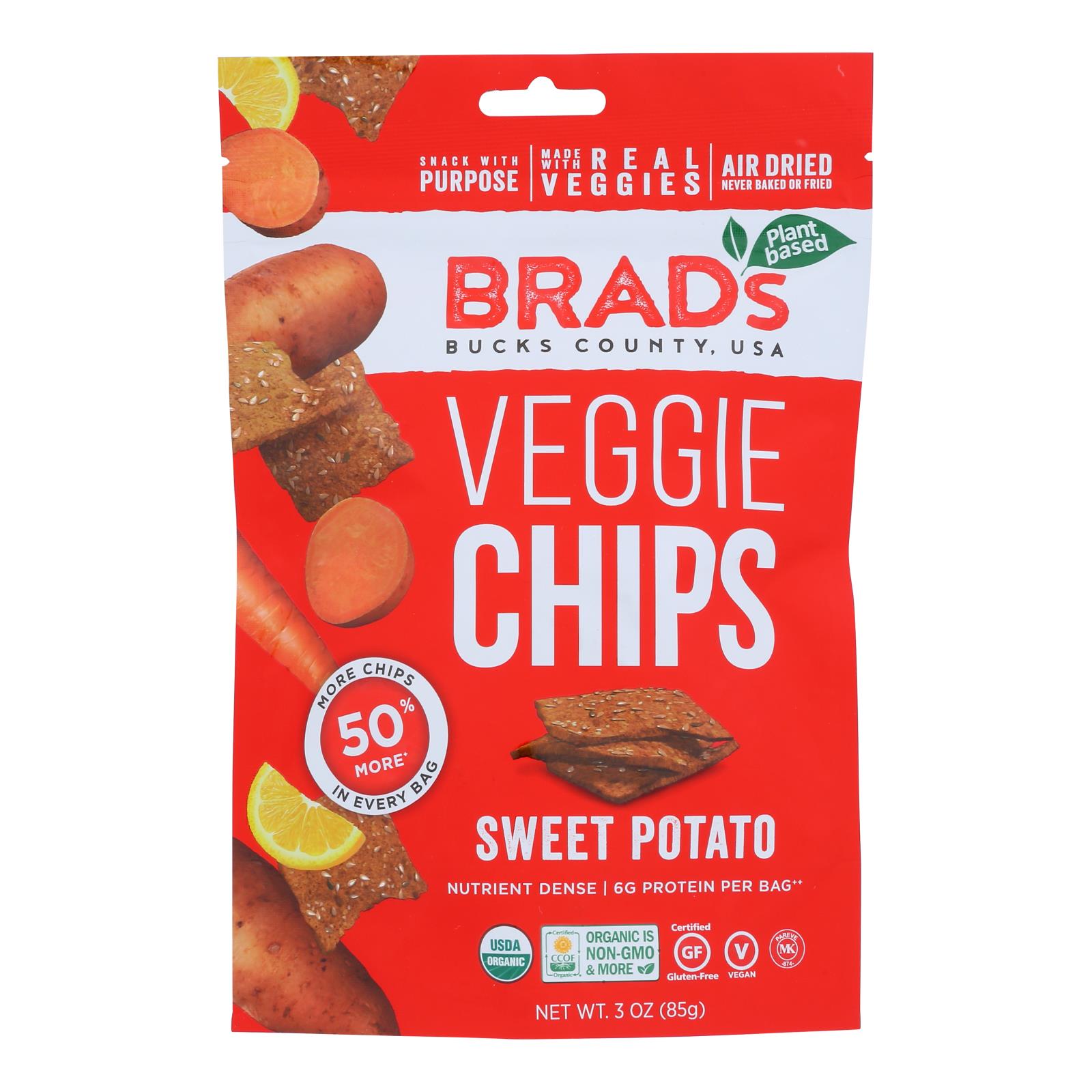 Brad's Plant Based Chips Organic Sweet Potato Case Of 12 3 Oz