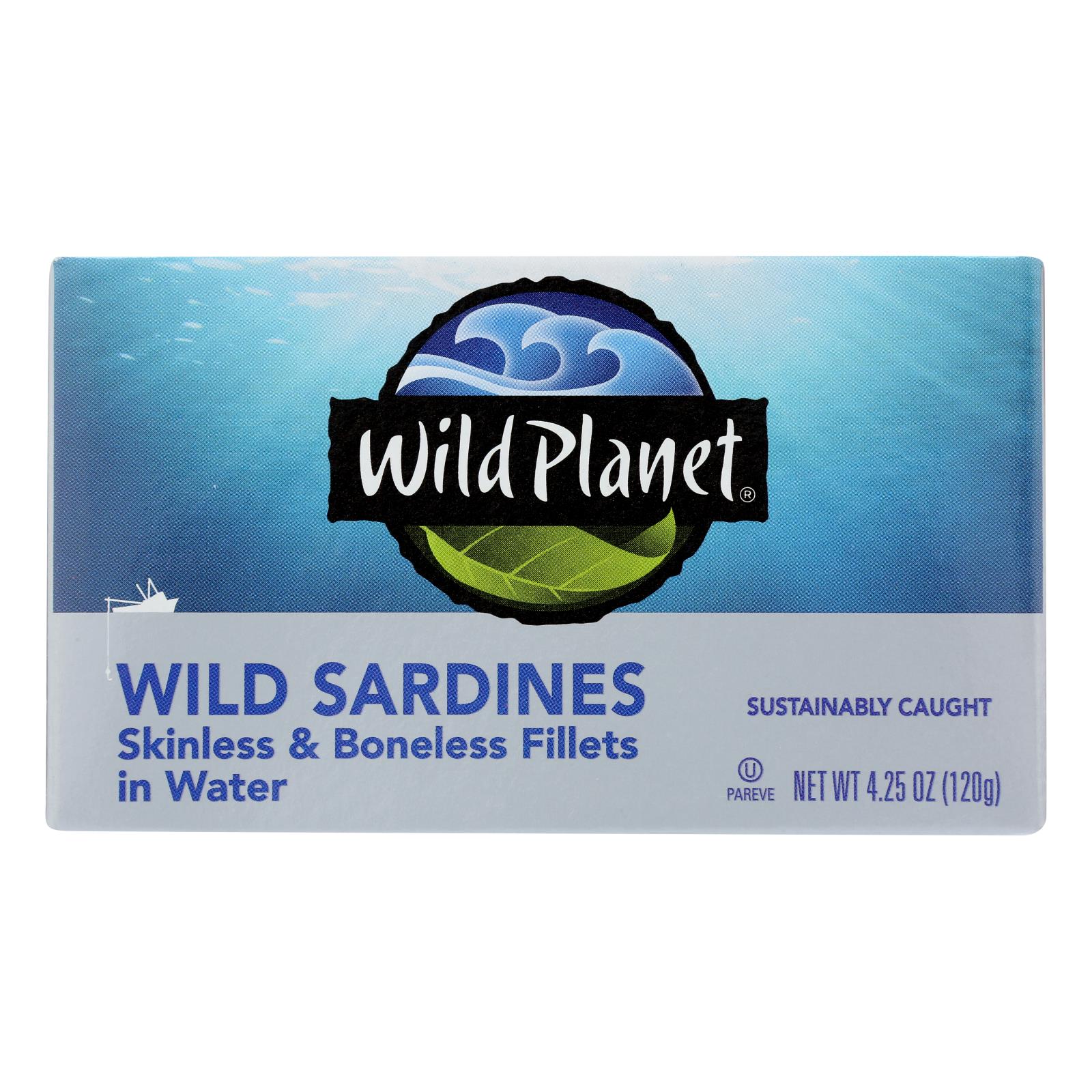 Wild Wild Sardines Skinless & Boneless Fillets In Water CS/12 4.