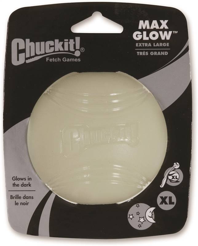 Chuckit! 32315 Dog Toy Ball XL Max Glow Toy Natural Rubber Glow White