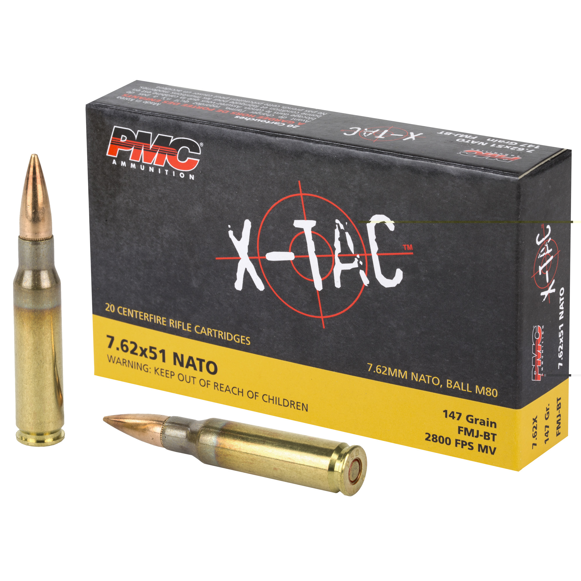 Pmc Xtac 762nato 147gr Fmj Bt 20500 Rifle Ammunition at GunBroker