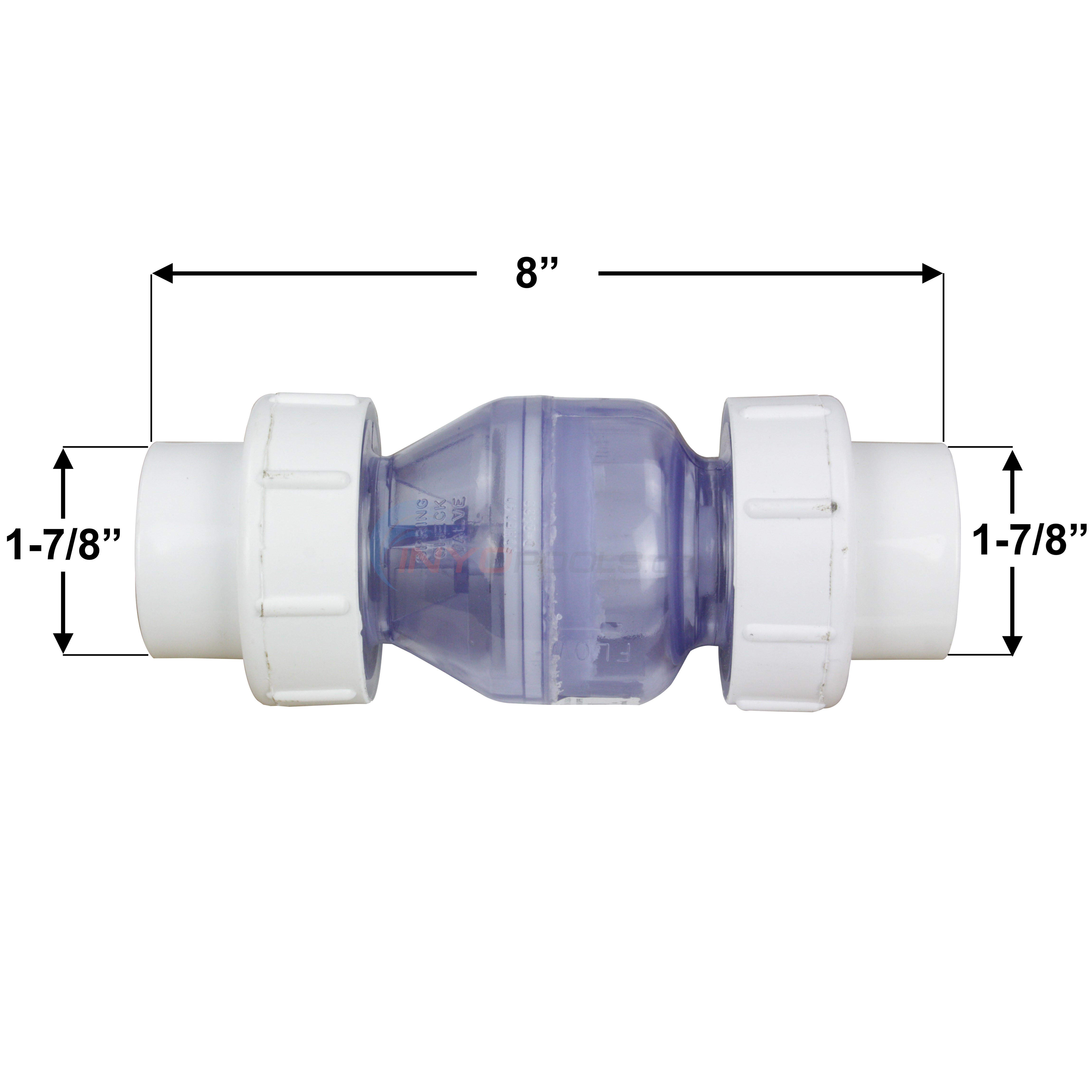 Clear Check Valve with 1/2 lb. Spring and Unions 11/2" 1700C15