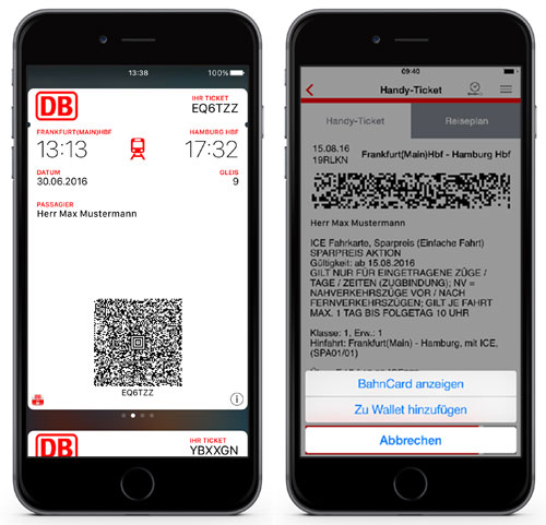 Jetzt offiziell Deutsche BahnTickets im iPhoneWallet