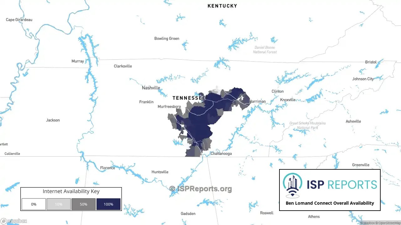 Ben Lomand Connect Availability fiber and DSL Coverage Maps