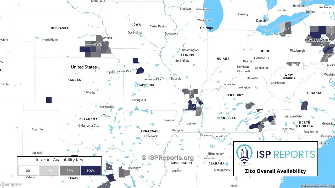 Zito Availability cable and fiber Coverage Maps