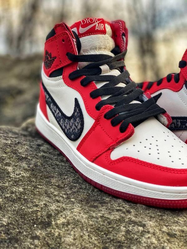Мужские кроссовки dior x nike air jordan 1 high red (найк аир