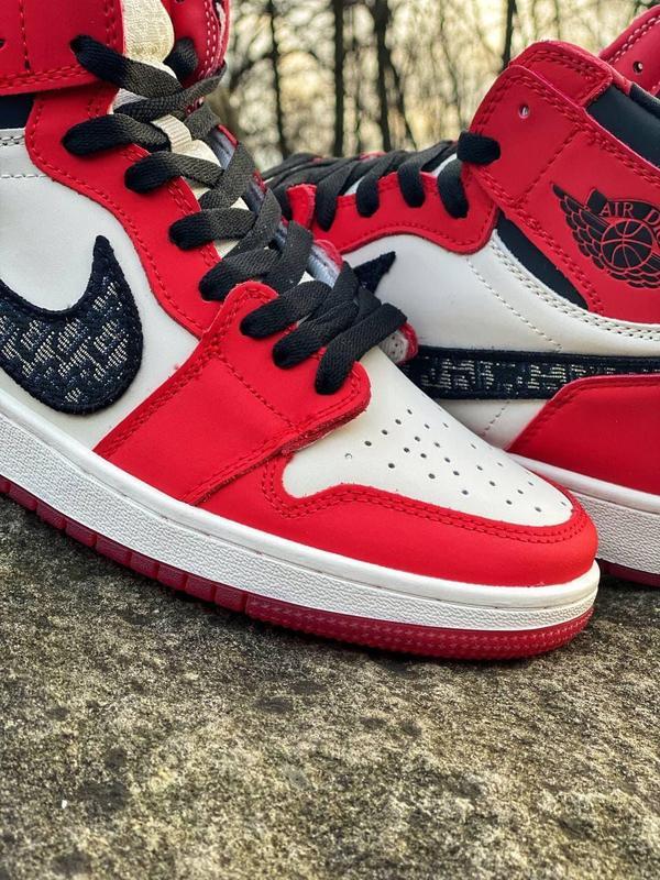 Мужские кроссовки dior x nike air jordan 1 high red (найк аир