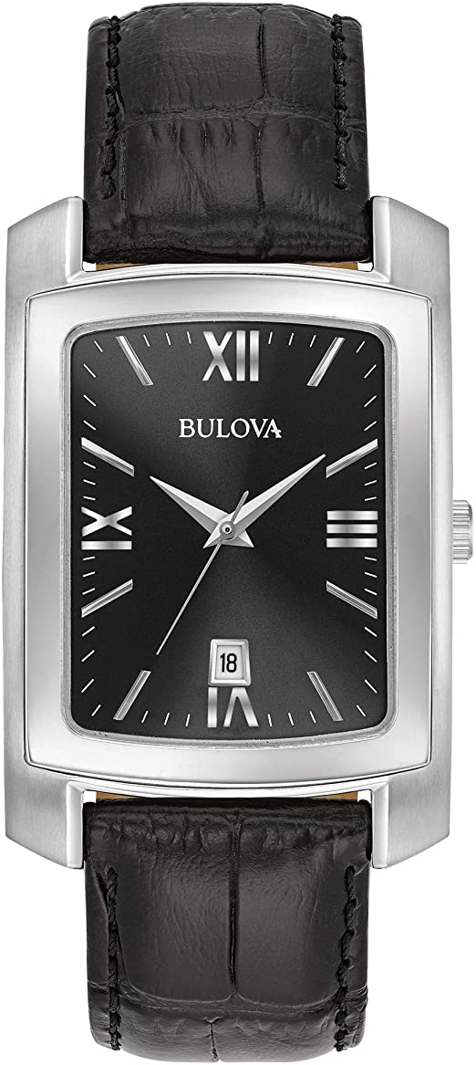 Bulova Mens Stainless Steel Watch with Leather 96B269