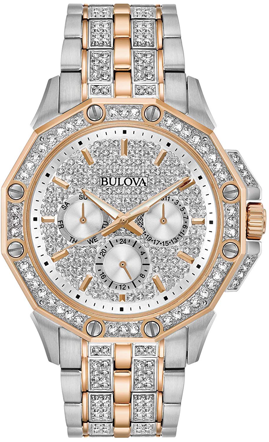 Bulova Octava Crystal TwoTone Chronograph Mens Watch 98C133