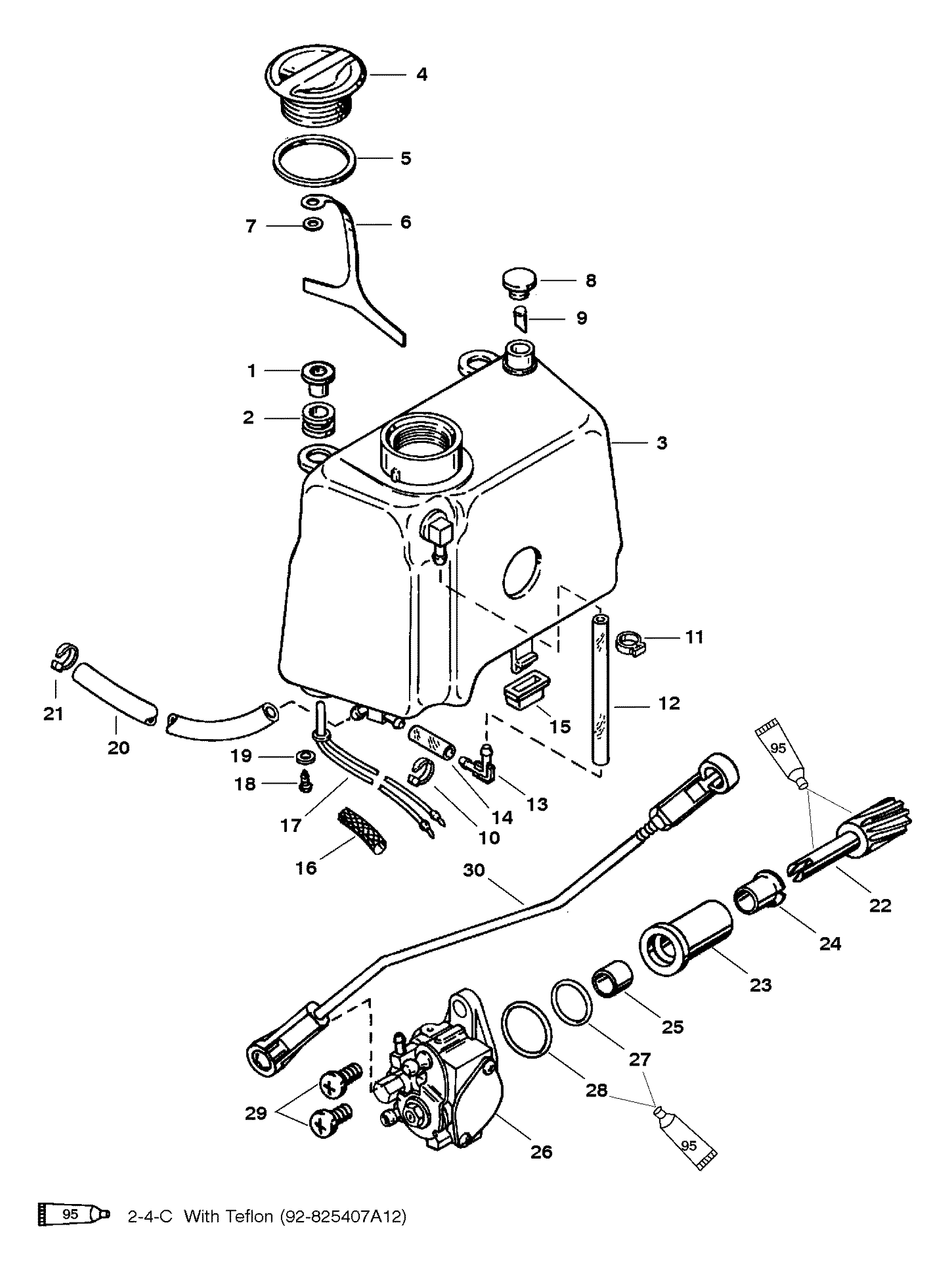 OIL INJECTION COMPONENTS FOR MARINER / MERCURY 30/40 H.P.