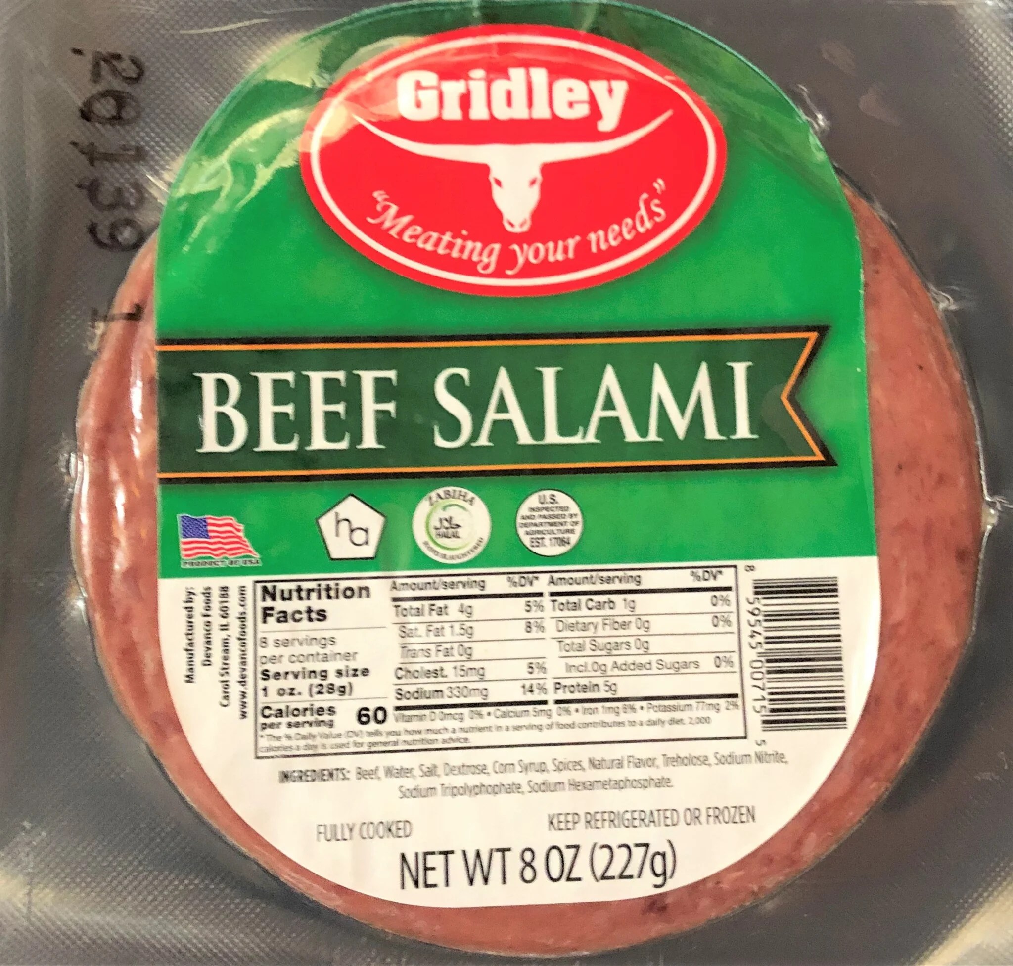 GRIDLEY BEEF SALAMI 8OZ lunch meat Greenland Market Outer Drive