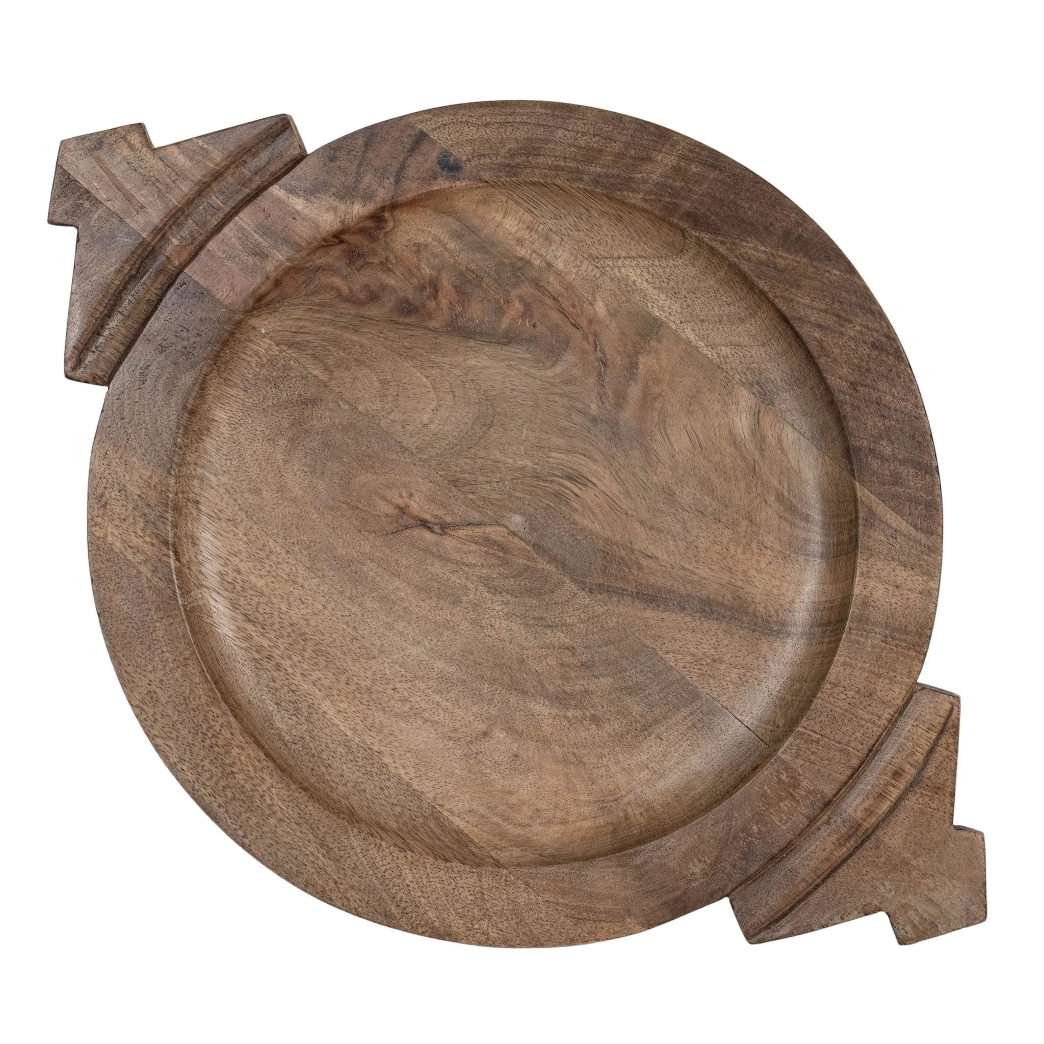 Vintage Handcrafted Round Wooden Decorative Accent Bowl Baskets & Bowls