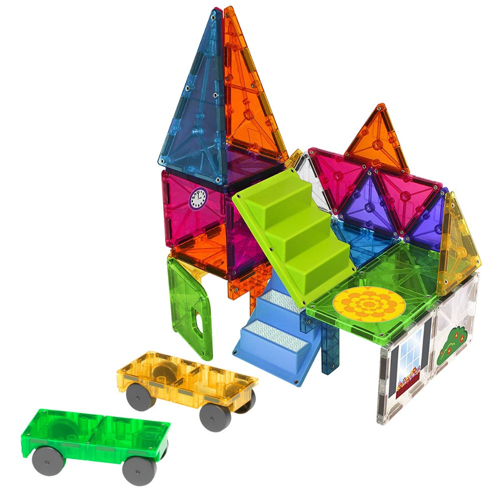 MagnaTiles® 28 Piece Mixed Colors House & Car Expansion Set