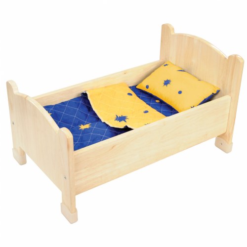 Wooden Doll Bed with Bedding