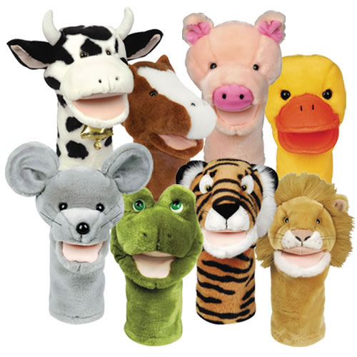 Plush Bigmouth Animal Hand Puppets for Dramatic Play and Interactive