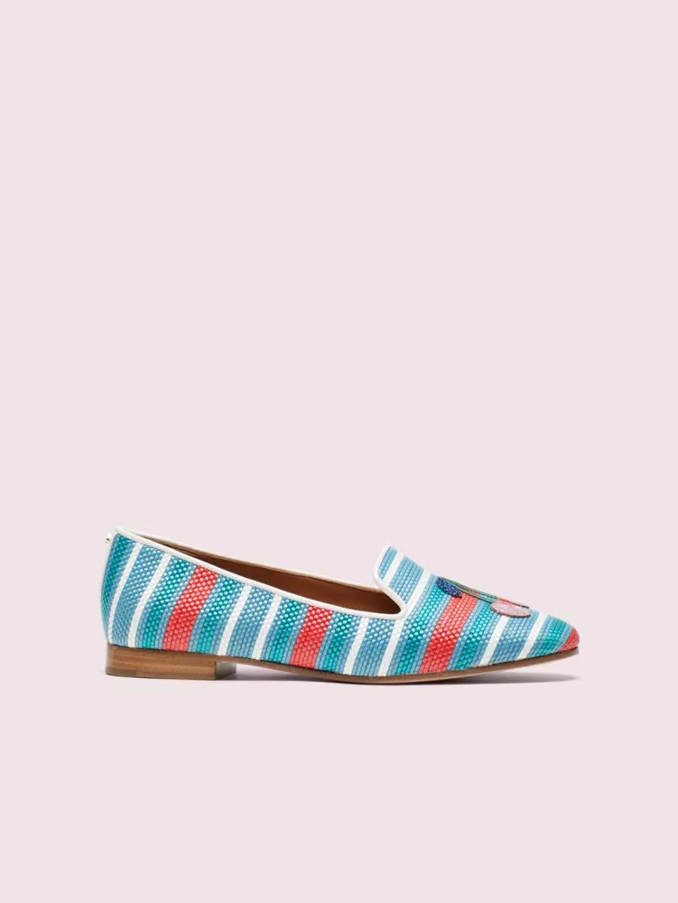 Lounge Cherries Striped Raffia Loafers Kate Spade UK