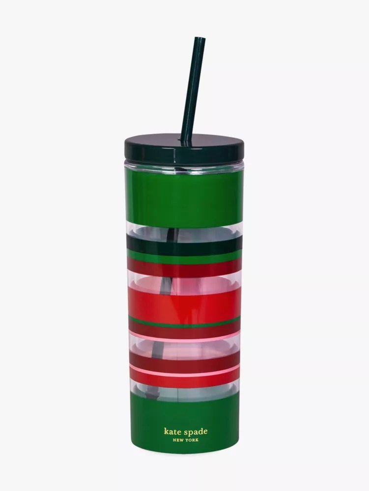 Jolly Stripe Acrylic Tumbler With Straw Kate Spade New York